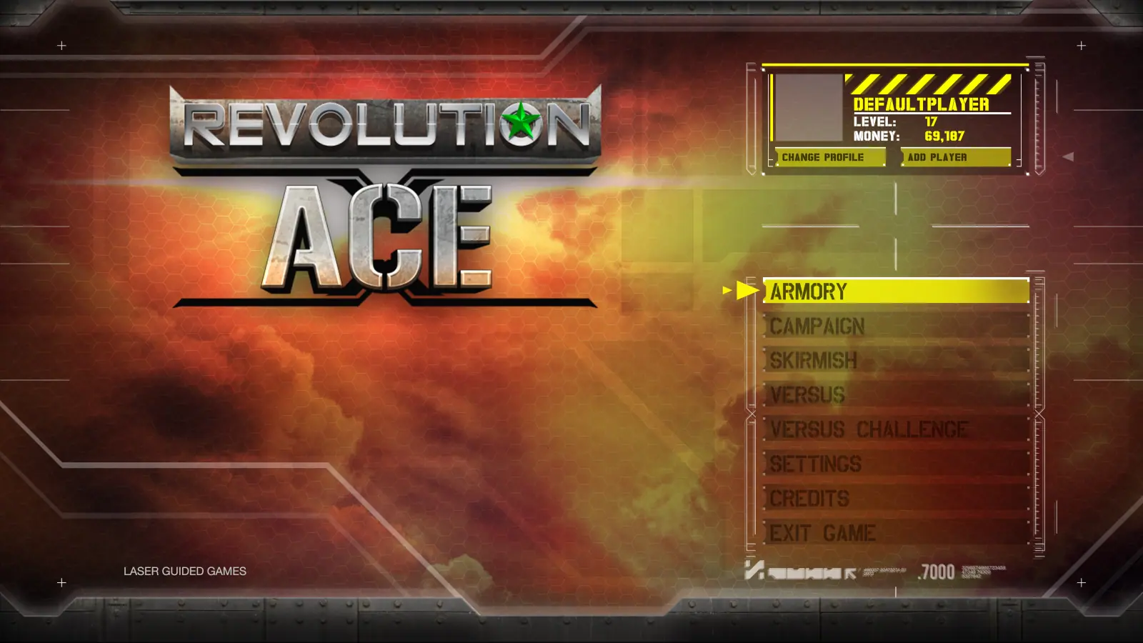 Revolution Ace - Main Menu